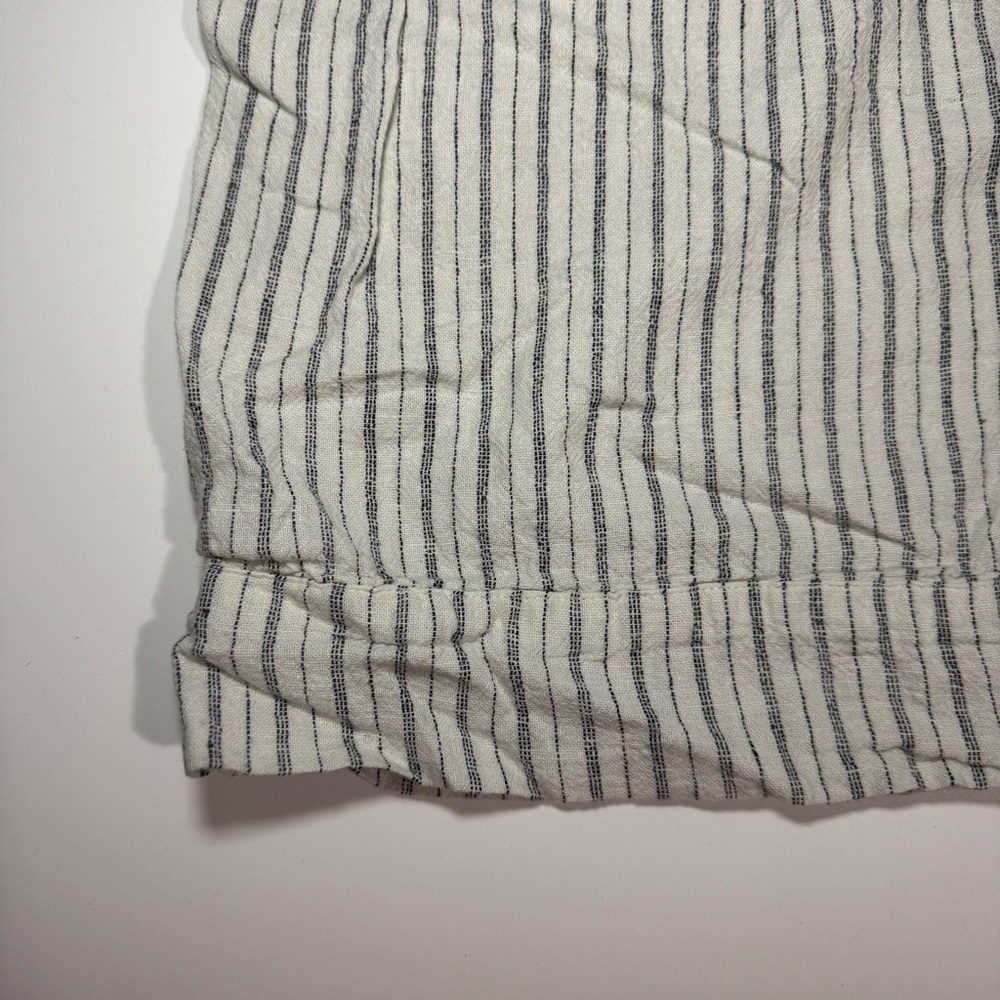 Time & Tru XL 16-18 Ivory Striped Pants Smocked Waist Linen Blend Wide Leg Beach - Picture 5 of 5